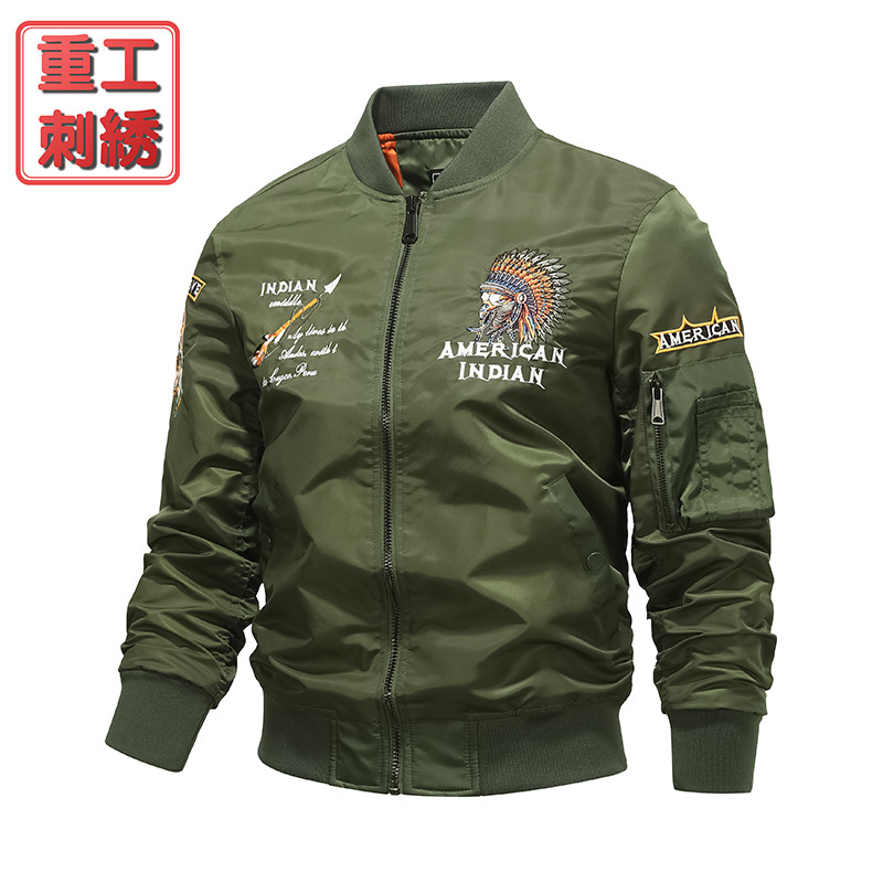 Transfronterizo chaqueta de hombre duro 2023 otoño nuevo cuello de béisbol chaqueta de vuelo para hombre vestido de trabajo bordado chaqueta para hombre