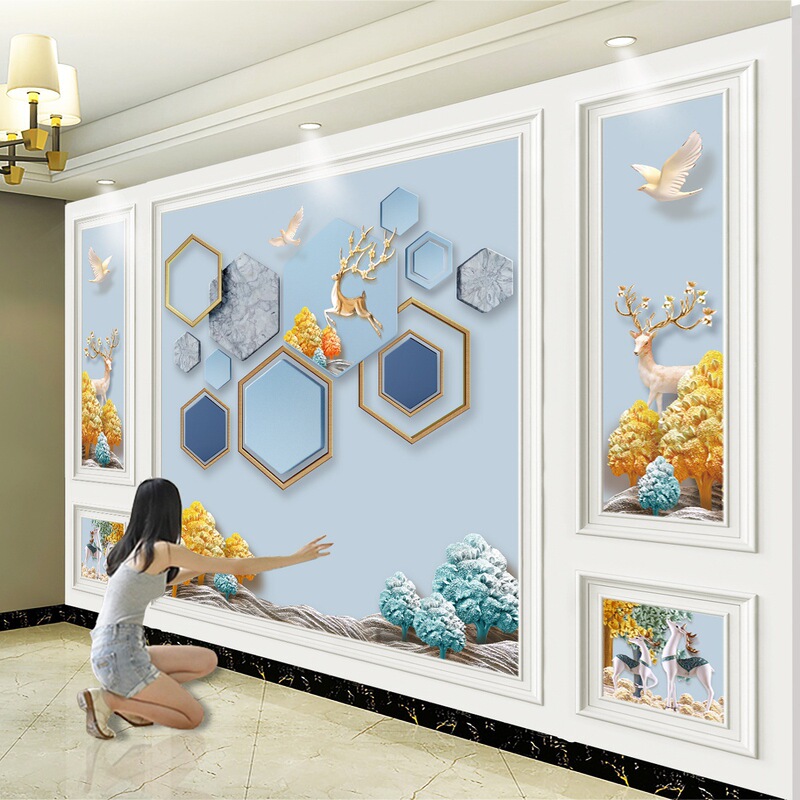 3d北欧电视背景墙布5d网红客厅卧室装饰墙画8d立体现代影视墙壁纸|undefined
