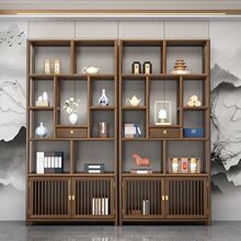 实木博古架中式多宝阁茶叶置物架橡木隔断摆件办公茶室收纳展示柜