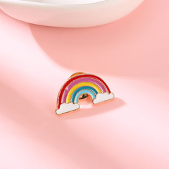 歐美跨境可愛卡通彩虹雲朵笑臉合金滴油胸針別針徽章學生書包配飾
