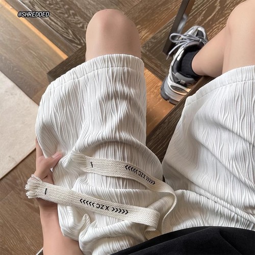 Men's Summer Thin Quick-Dry Crepe Ice Silk Five-Finger Shorts, American Style Fashion Brand Loose Casual Sport Pants