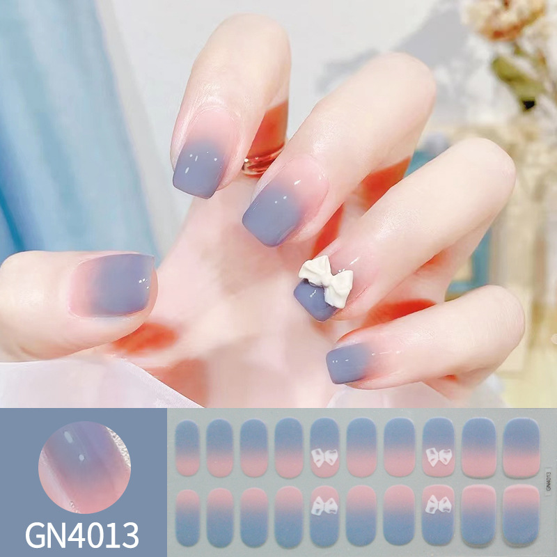 Ou Nai 20 refers to baking-free gel nail stickers Little Red Riding Book with simple grid line nail stickers a generation of hair