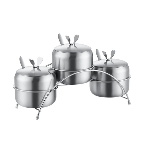 304 stainless steel seasoning jar waist-shaped seasoning jar seasoning bottle sugar cup flavor cup with spoon kitchen supplies seasoning box