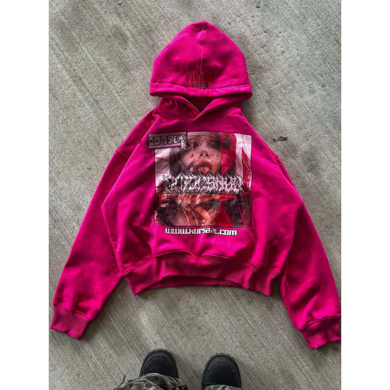 Sudaderas estampadas para hombre y mujer. Sudaderas casuales para parejas. Venta al por mayor. Colección 2025. Estilo europeo y americano. Nuevo estampado rosa divertido._voghion.com