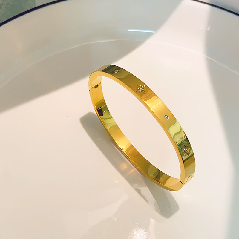 Commute Solid Color Titanium Steel Zircon Bangle In Bulk display picture 2