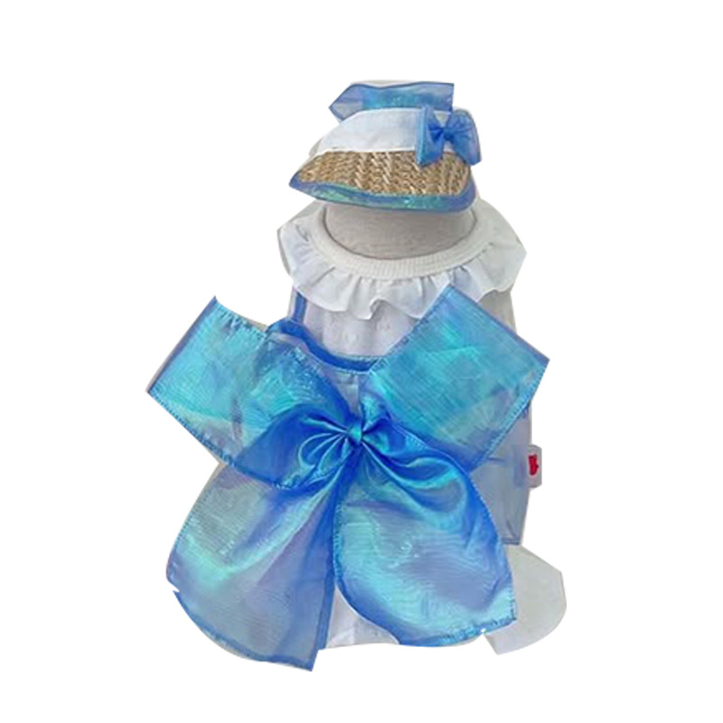 Primavera y verano perro princesa viento dama fluir gran lazo vestido de algodón falda de gato ropa para perros