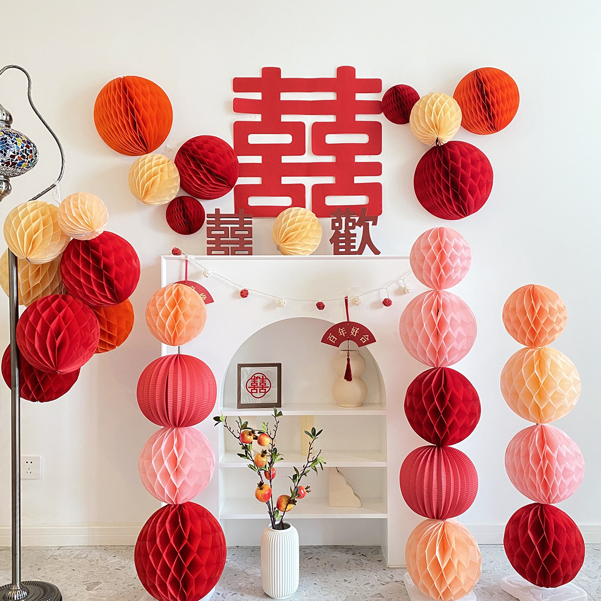 Nueva decoración de la casa Bola de panal adornos de Boda boda habitación diseño traje ceremonia de boda panal bola decoración Fondo pared