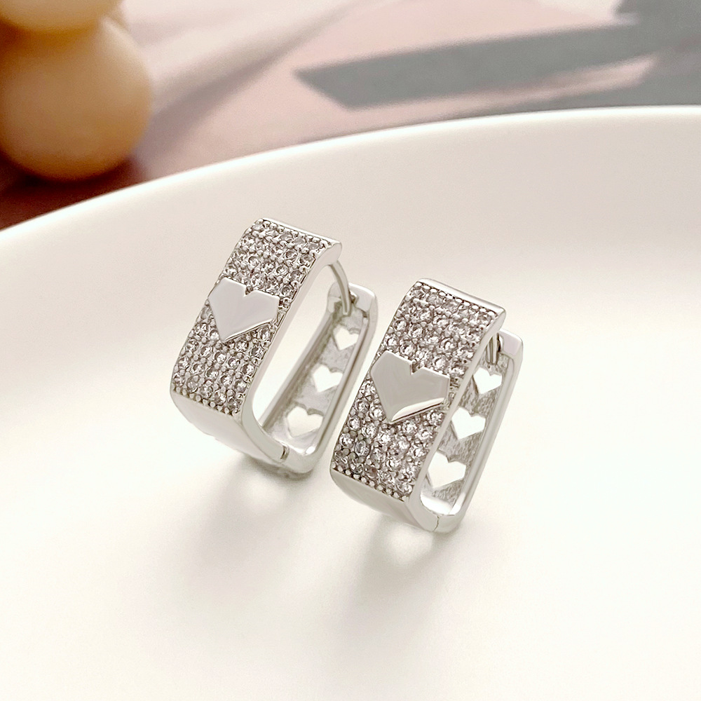Fashion Geometric Diamond Copper Rhinestones Earrings display picture 5