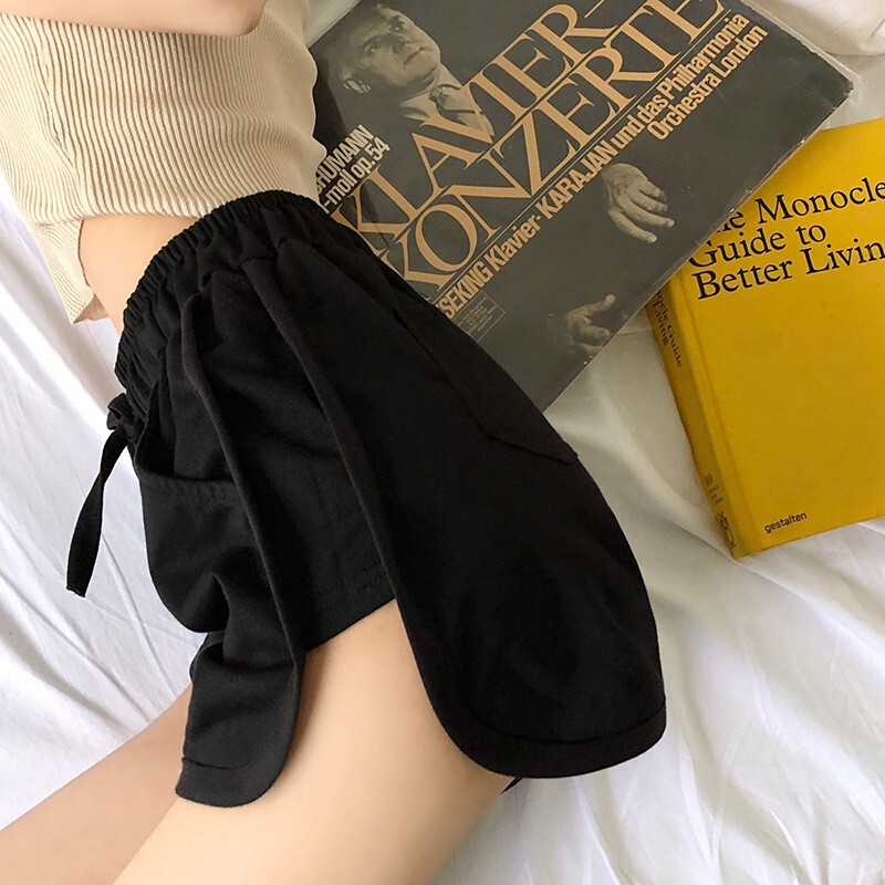 A Large Number of Spot 2024 Summer Beach Pants High Waist Sports Hot Pants Solid Color Student Hot Pants Running Shorts Women's Trendy