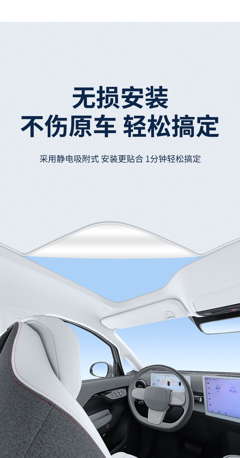Suitable for Jihu T1 Alpha S5 T5 T6 Koala S Electrostatic Adsorption Sunroof Heat Insulation Sunshade Curtain