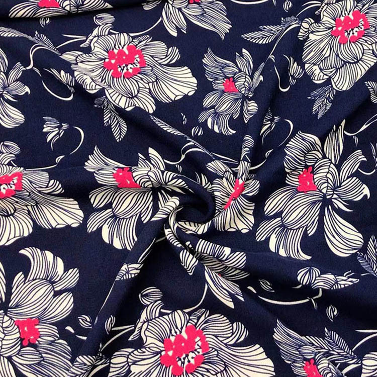 Diseño de impresión floral popular ahora tela de rayon plana