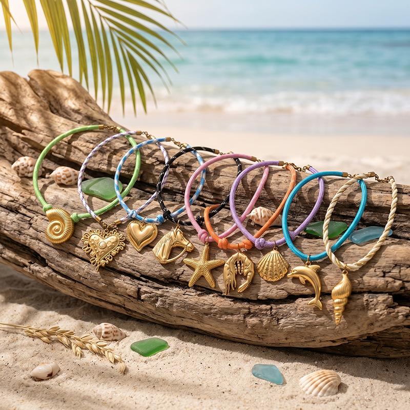 Alta Europa y América de moda de acero inoxidable viento marino estrellas de mar conchas collar de mujer personalidad collar de mujer
