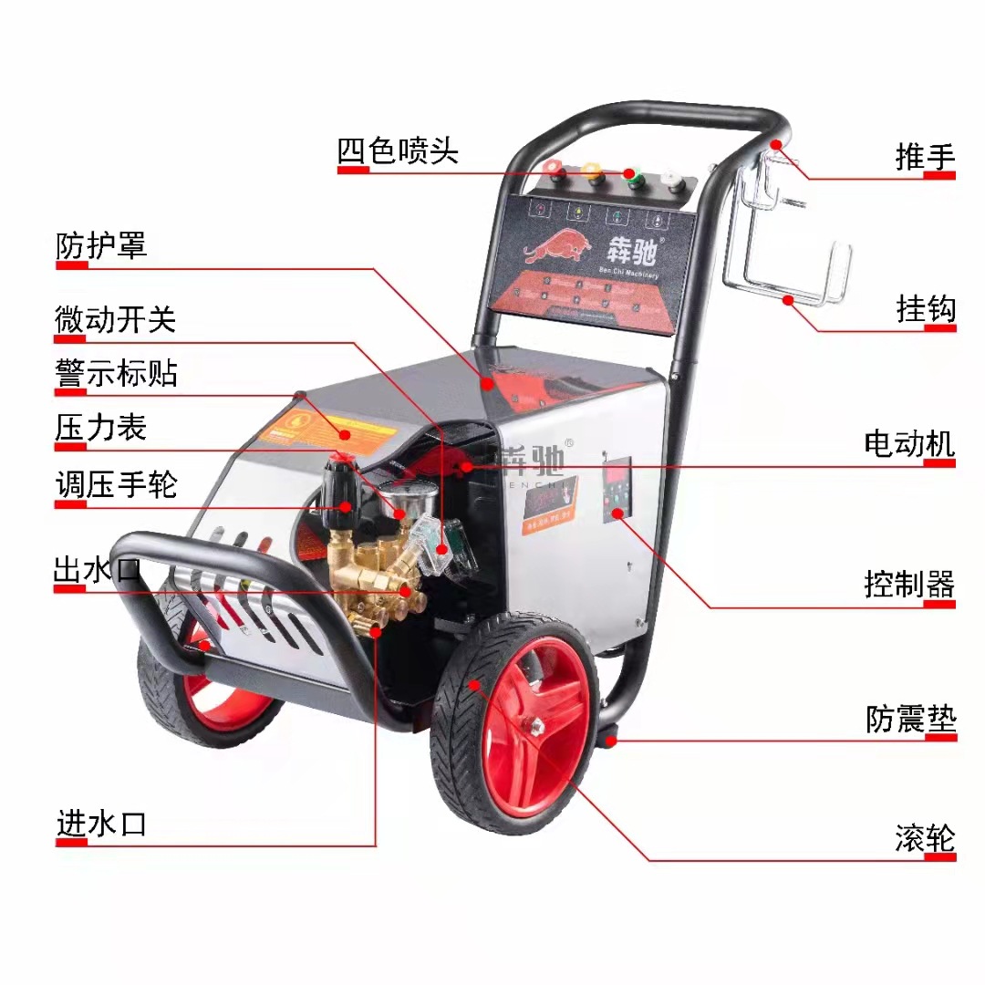 犇驰商用高压清洗机四千瓦380V洗车机电流显示高压清洗机2900Z