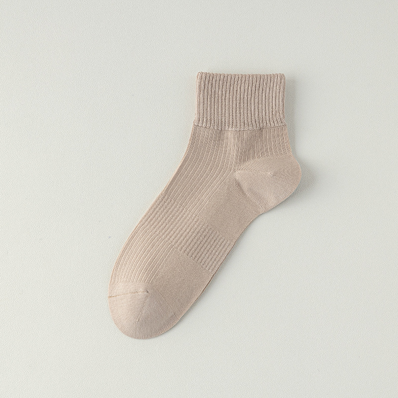 Calcetines de algodón de color sólido, calcetines de primavera y verano, paquete independiente de rayas, calcetines de hombre sin costuras.