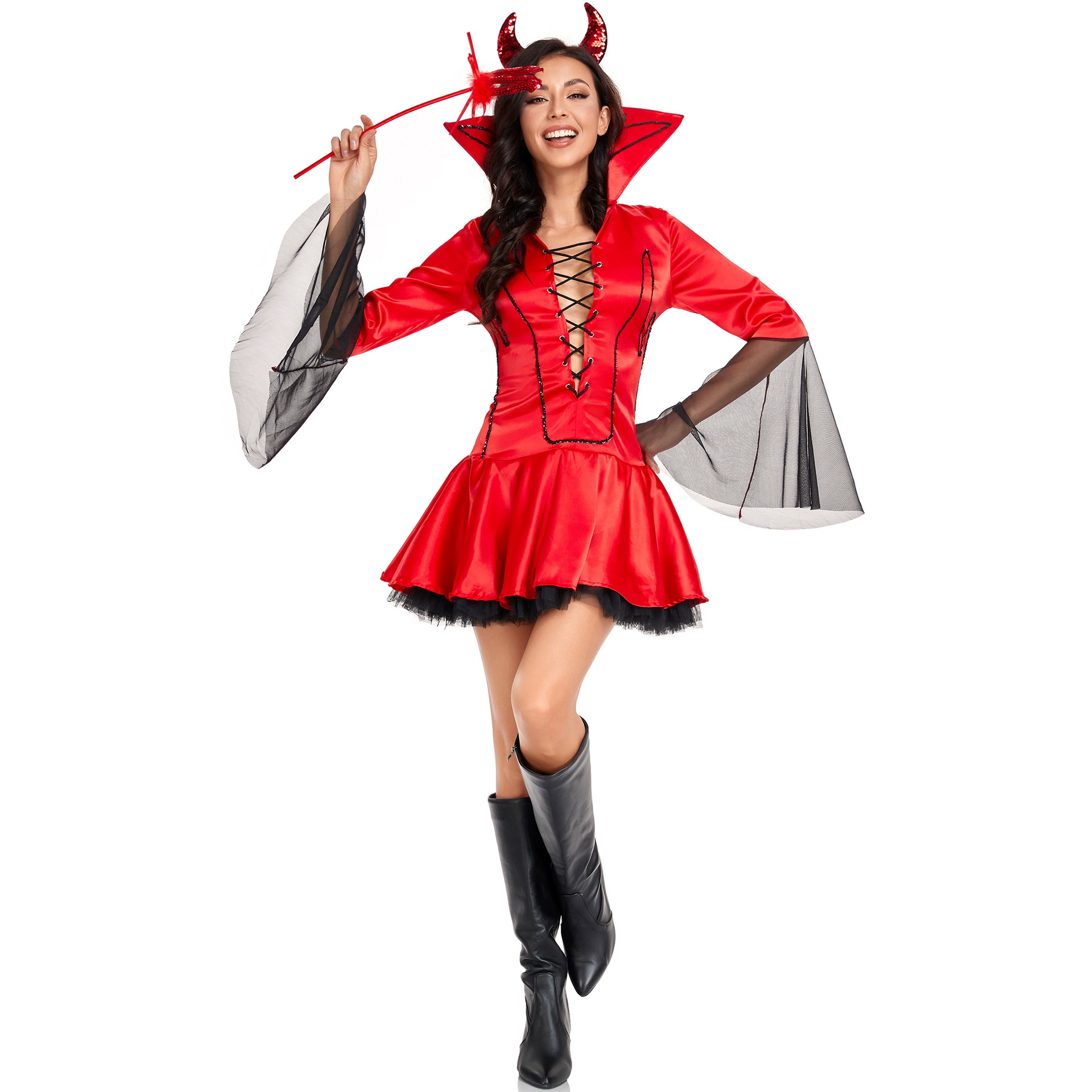 Костюм для косплея Halloween, платье-униформа женское S–XL, молочный шелк и сетка с атласом
