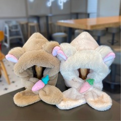 冬季兒童帽子圍巾一體秋冬女童加厚保暖毛絨帽女寶寶護耳防風冬天