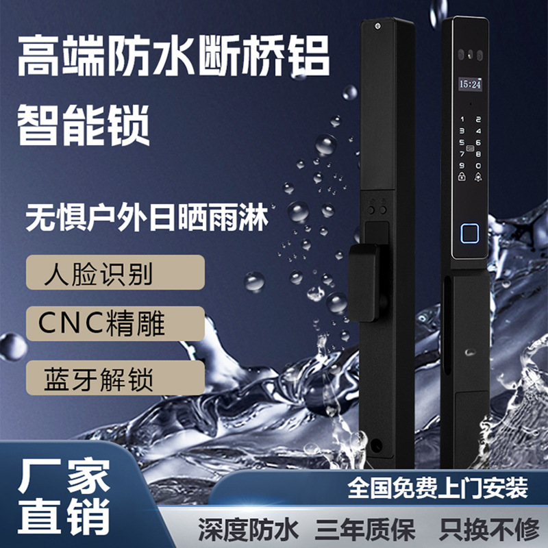 Face Recognition Bridge-Breaking Aluminum Door Lock Cnc Courtyard Door Outdoor Waterproof Fingerprint Lock Palm Vein Electronic Lock Smart Lock