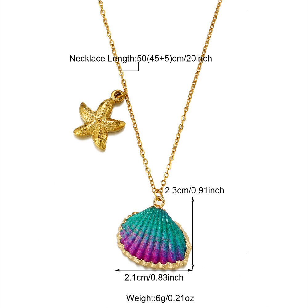 1 Piece Quantity Wholesale Jewelry Simple Style Classic Style Shell 304 Stainless Steel Patchwork Inlaid Shell Pendant Necklace