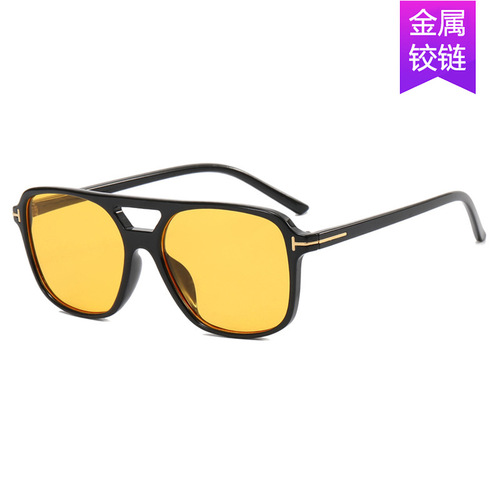T-shaped double bridge sunglasses square  new cross-border fashion cross-border trend sunglasses retro ins sunglasses