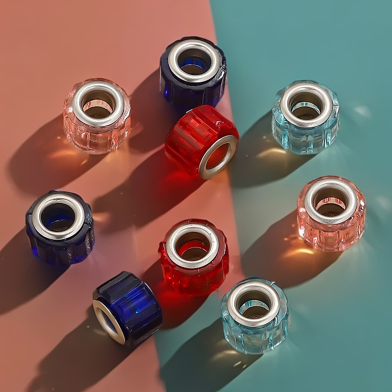 Resina color caramelo transparente diamante pulsera de acero inoxidable cuentas cilíndricas gran agujero cuentas diy pulsera collar cuentas sueltas