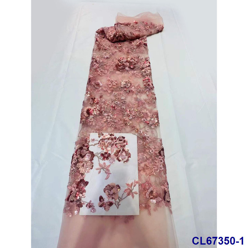 欧美礼服绣花珠片网纱婚纱面料 bridal sequins lace fabric