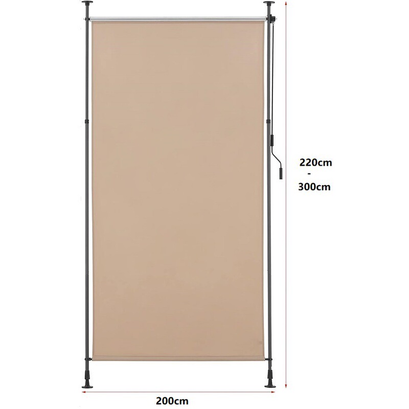 200 x 270cm Balcony Roller Shutter Vertical Clip on Awning,weatherproof and Rainproof with Hand Crank Privacy Screen