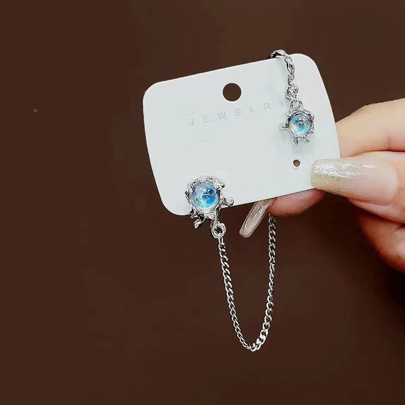 Серьги, серебряная игла, серьги-клипсы с бахромой, лабрадорит, представитель серебро 925, стиль легкой роскоши, оптовая торговля