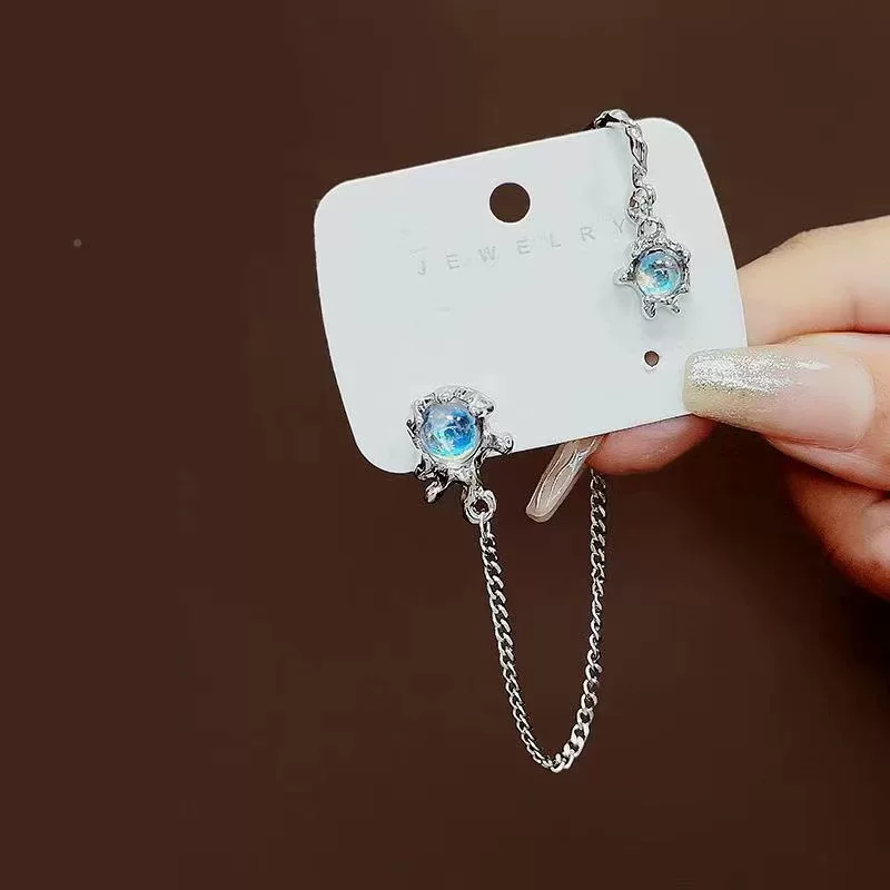 Серьги, серебряная игла, серьги-клипсы с бахромой, лабрадорит, представитель серебро 925, стиль легкой роскоши, оптовая торговля