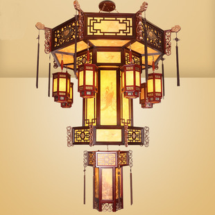 中式复古宫廷大吊灯古典实木大型工程古风酒店饭店会所大LED灯具-阿里巴巴