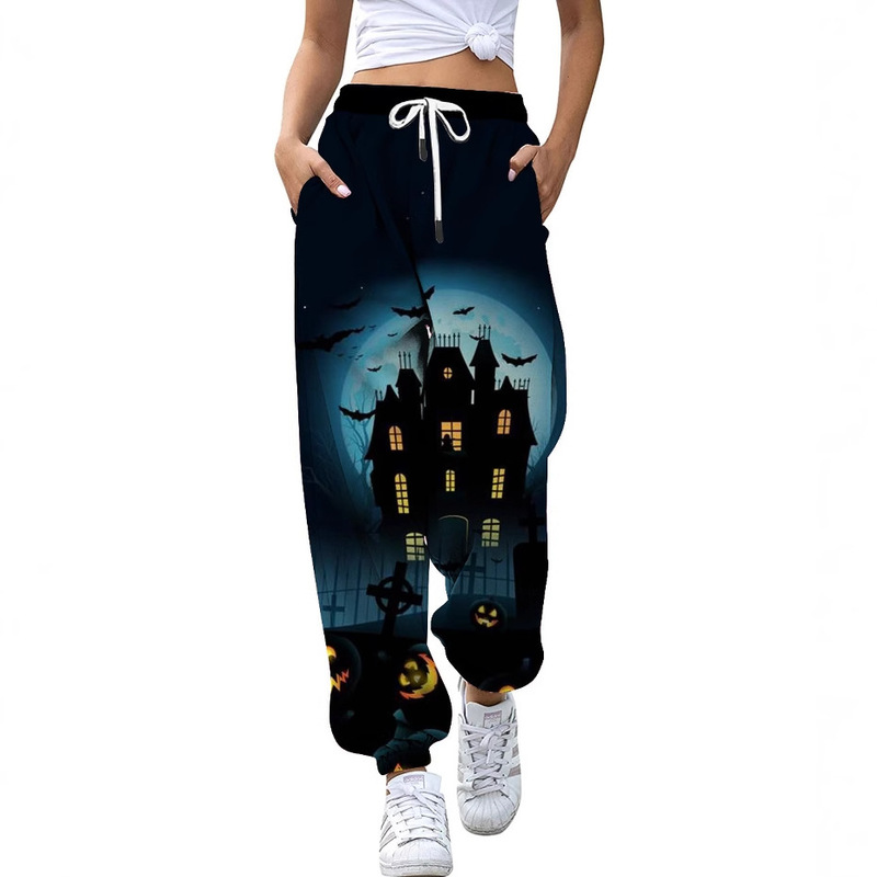 2023 Cross-border New Halloween Series 3d Digital Print Women's Casual Pants Drawstring Ankle Pants Women's Sports Pants 2023 Cross-border New Halloween Series 3d Digital Print Women's Casual Pants Drawstring Ankle Pants Women's Sports Pants