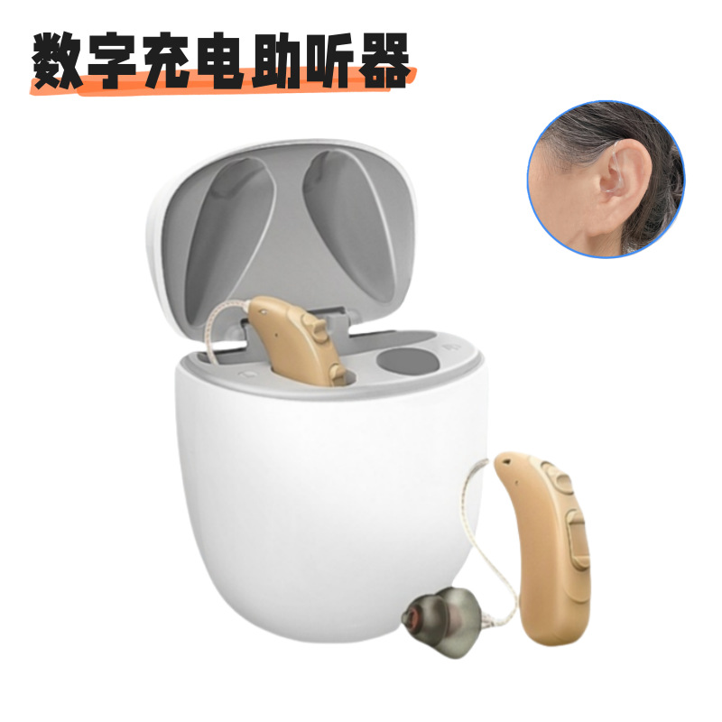飞鹅跨境数字充电助听器RIC耳背老人耳聋通用大功率16通道助听器