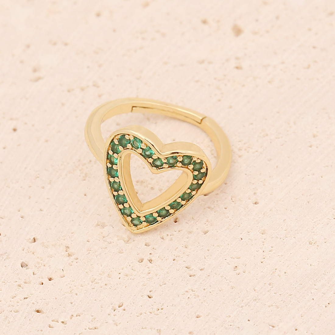 Jewelry Heart Shaped Copper Ring Set Serpentine Zircon Female Butterfly Bracelet display picture 6