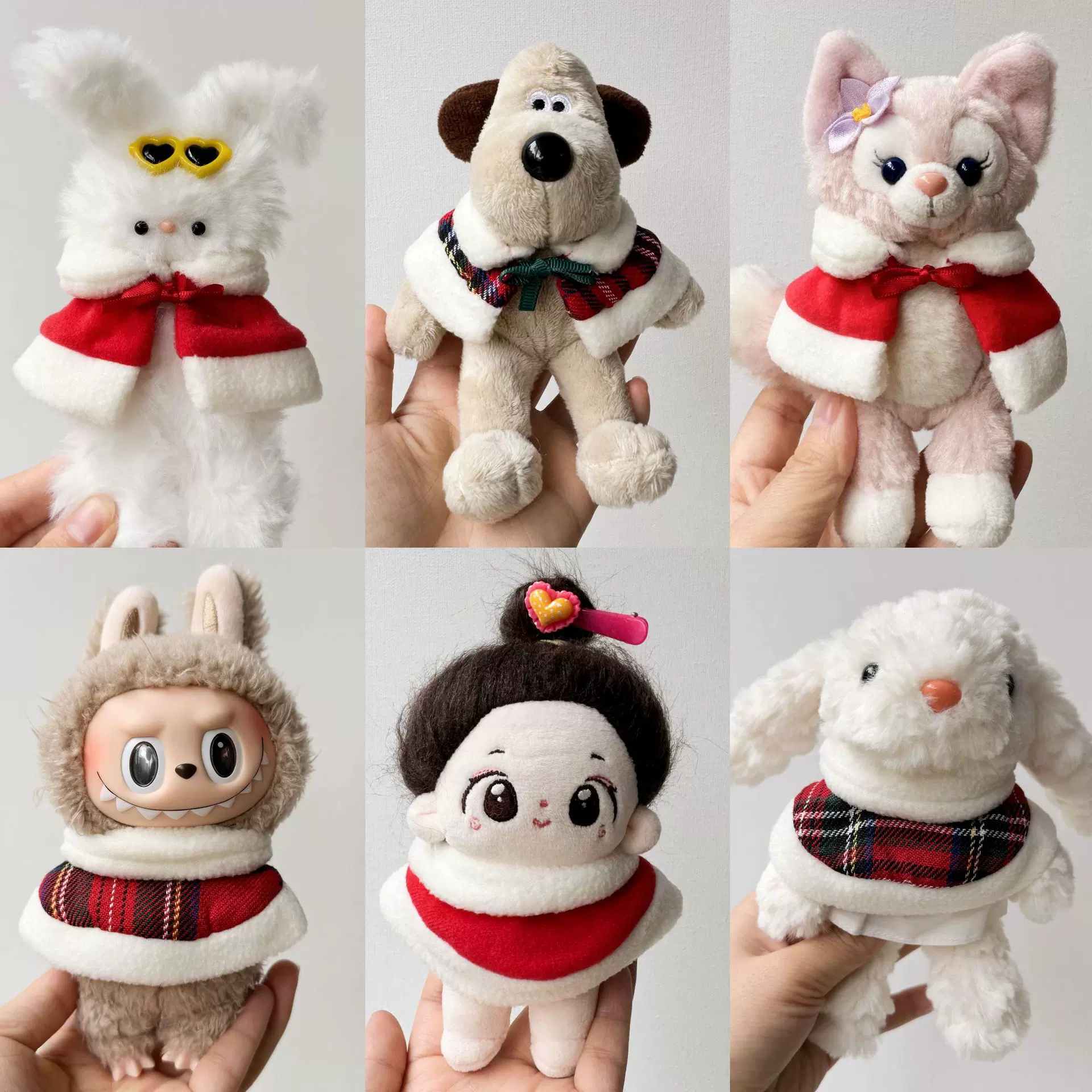 潮玩10cm娃衣公仔圣诞红色披风衣服毛绒玩偶娃衣着替披风上衣批发