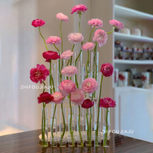 家居试管花瓶折叠玻璃ins水培花器透明一排花瓶鲜花摆件批发