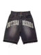 2024 New Trendy Fashion Men's Street Loose Five-point Pants Fashionable Brand Retro Letter Denim Shorts