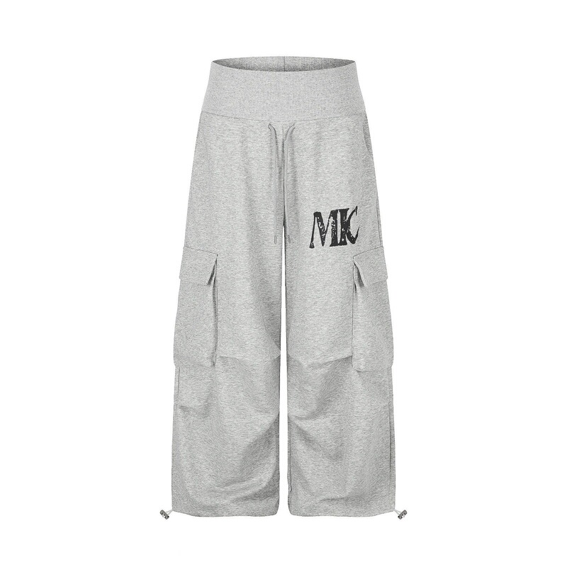 American-style ribbed high-waisted letter and star print wide-leg sweatpants for men and women, with pleated large pocket design, loose and casual pants American-style ribbed high-waisted letter and star print wide-leg sweatpants for men and women, with pleated large pocket design, loose and casual pants