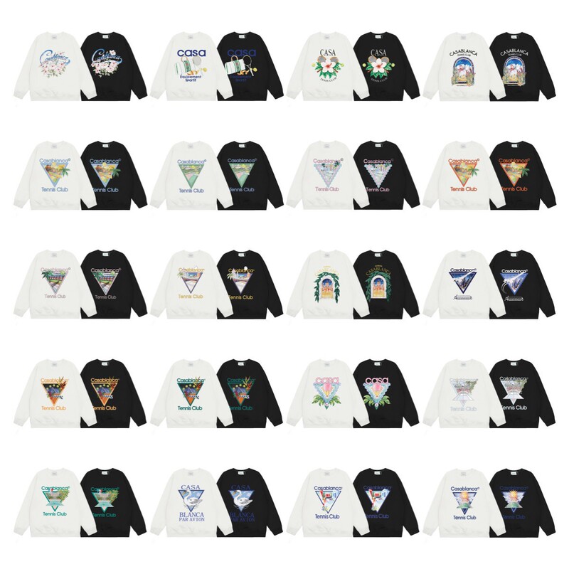 in stock Casablanca24 Autumn New Tennis Club Printed Men's and Women's Loose Casual Crewneck Sweat