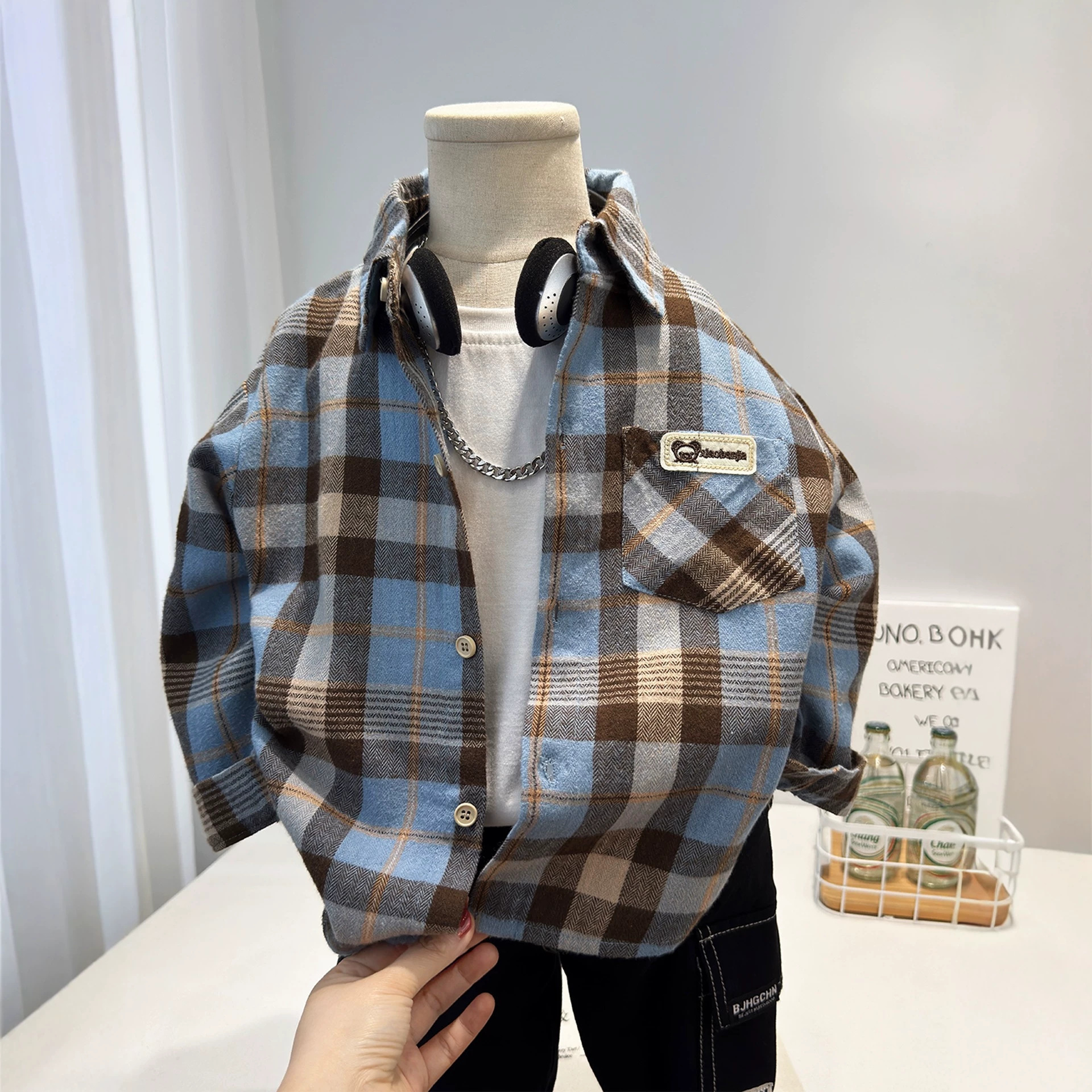 2026 New Style Plaid Shirt for Boys - Stylish Baby Shirt, Children's Clothing, Spring and Autumn Fashion