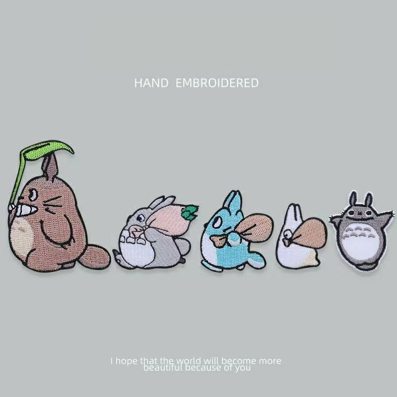 日系龙猫刺绣自粘贴免熨烫手账衣服包包装饰卡通动漫补丁贴补烂洞