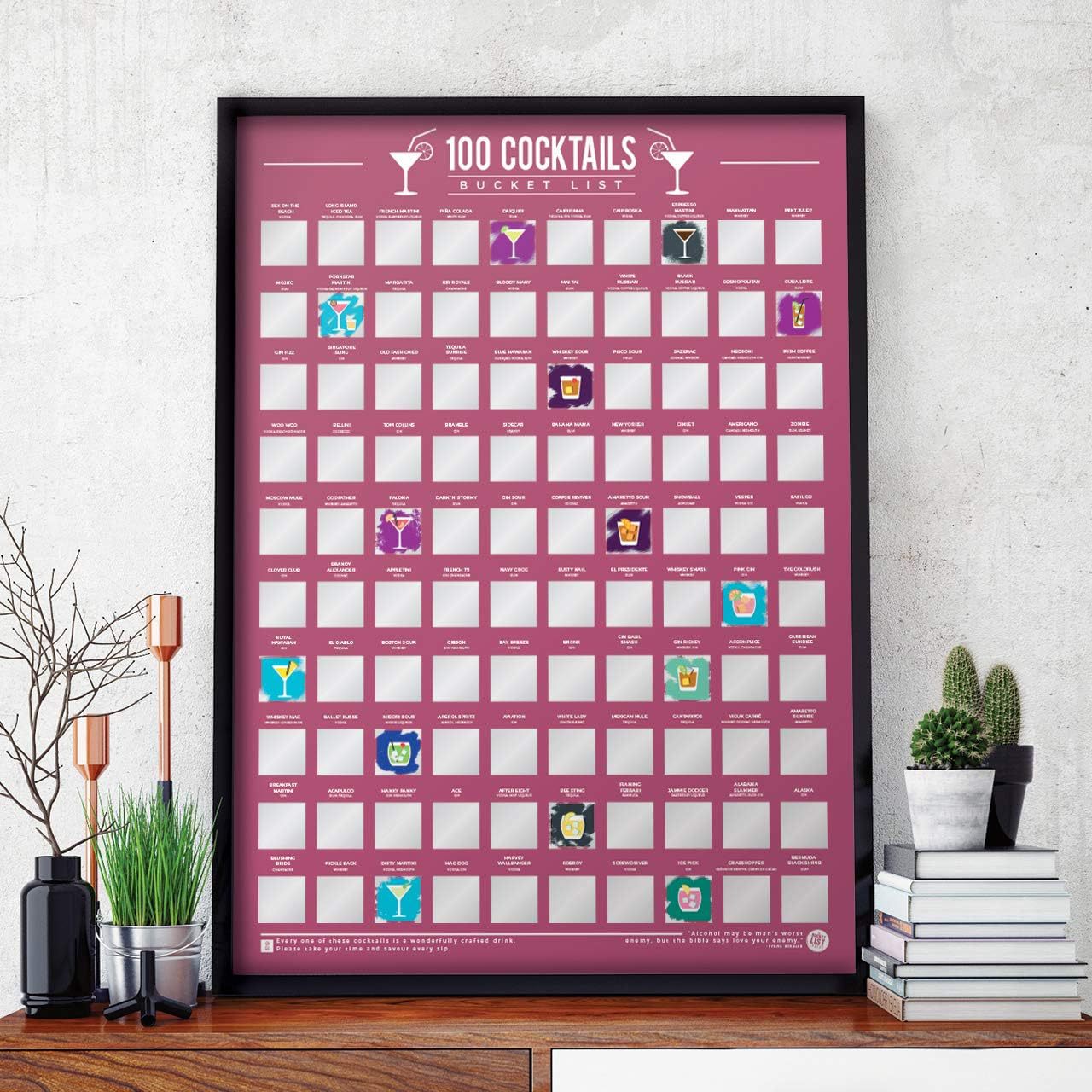 亚马逊热销A2刮刮海报Scratch Poster 100款鸡尾酒清单刮刮海报