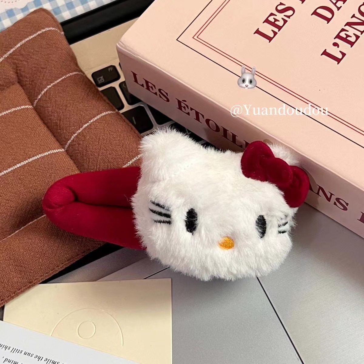 Peluche Encora rojo Kitty gato romper clip dulce y linda chica corazón cuerda para el cabello nuevo clip lateral clip flequillo