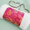 Satin colorful flower rose red bottom (white plush)