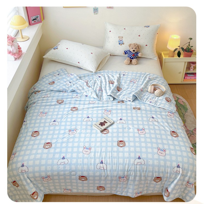 Edredón fresco de verano de algodón de punto individual y doble 2025 nuevo edredón de aire acondicionado de verano lavable a máquina para niños edredón fino