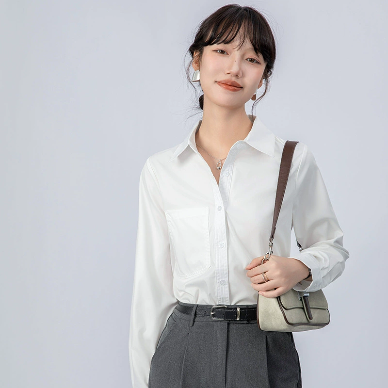 Реальная белая рубашка женская пригородная женская одежда