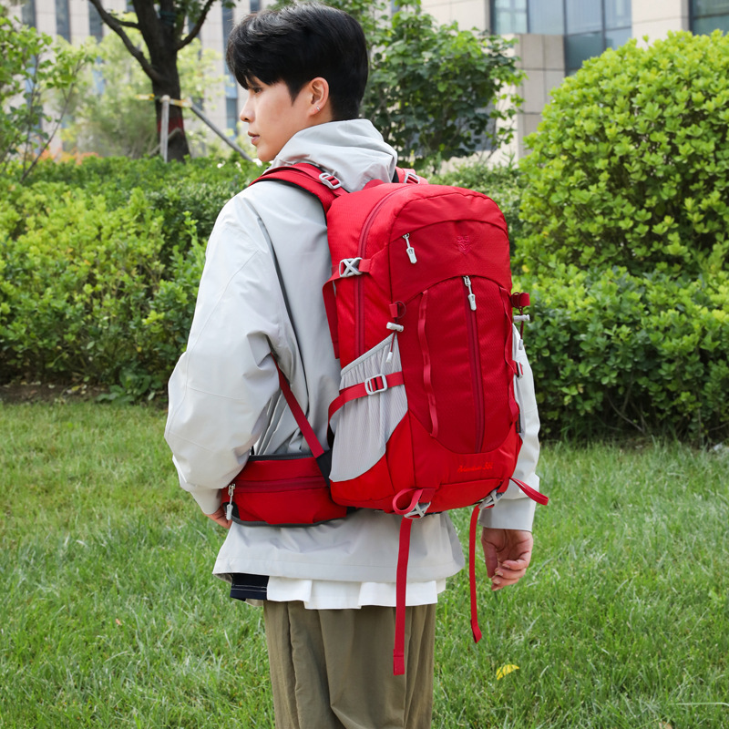 Custom logo casual large-capacity outdoor hiking bag, lightweight cycling bag for men, textured college student sports backpack for men