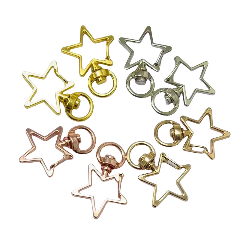 卸売電気メッキゴールデン五芒星吊りバックル回転バックル亜鉛合金特殊形状キーホルダー diy アニメジュエリーアクセサリー|undefined