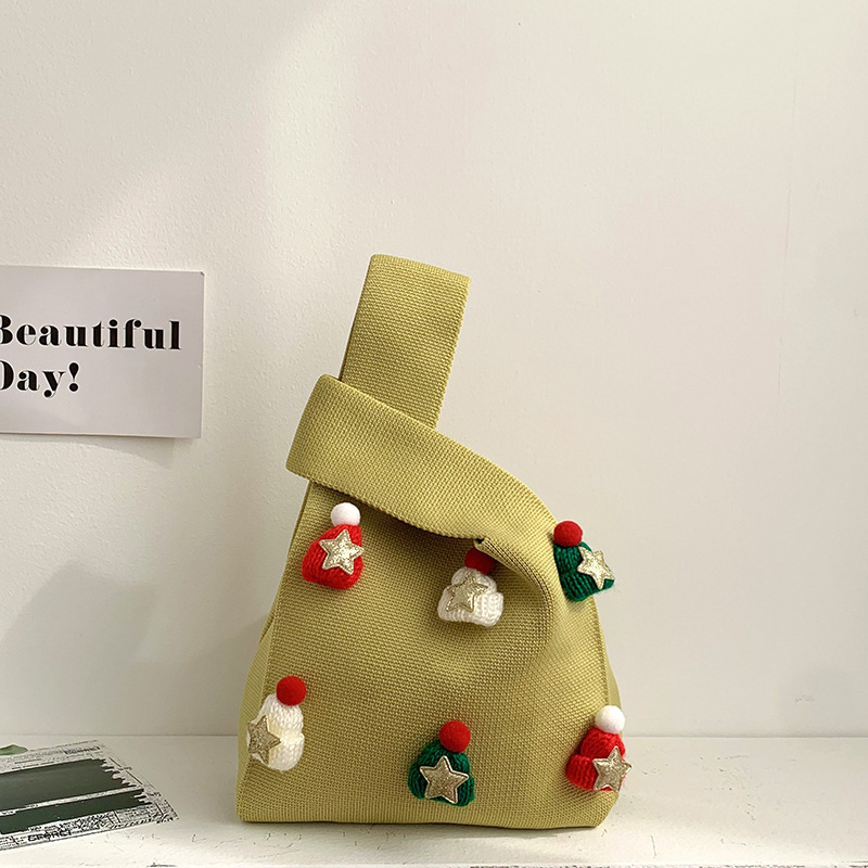 Bolso de mochila para mujeres versátil 2025 nuevo bolso de regalo de navidad sombrero tridimensional bolso de punto bolso de hombro