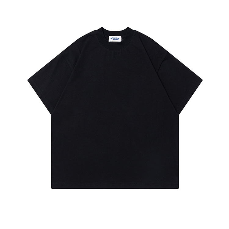 # OVDY Camiseta de manga corta de doble hilo de peso pesado para hombre Camiseta de color sólido suelta de marca de moda estadounidense fresca para hombre