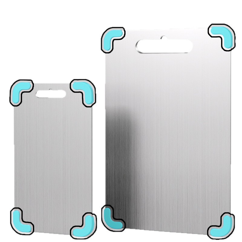 Cinturón antideslizante protección de esquinas de silicona tabla de cortar de acero inoxidable tabla de cortar de doble cara silicona creativa gruesa corte de carne panel de amasado de frutas
