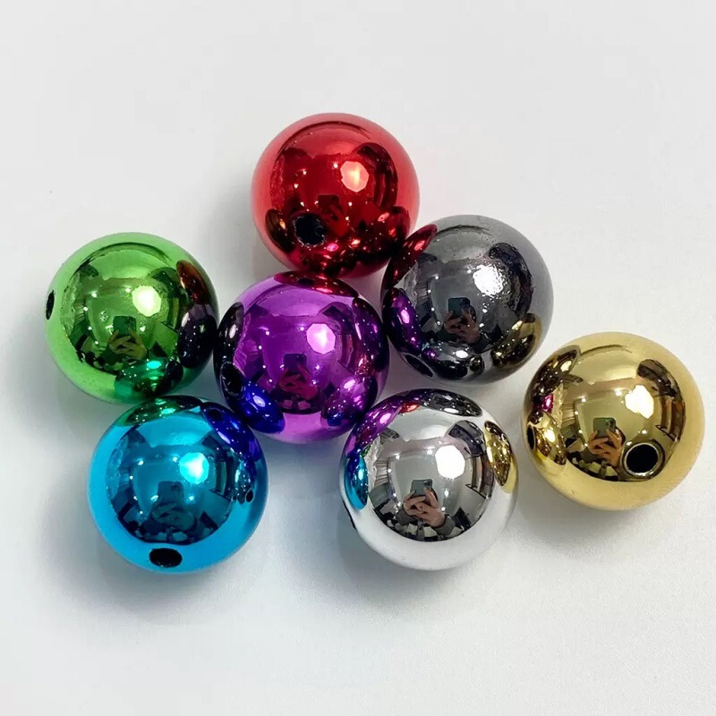 Christmas Electroplated Straight Hole Uv Round Beads Colorful DIY Handmade Beads Christmas Tree Decoration Pendant Loose Bead Accessories